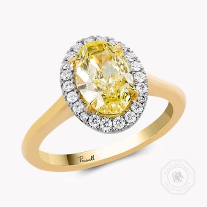 Celestial 1.70ct Oval Cut Fancy Yellow Diamond Ring
