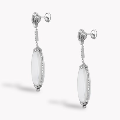 Art Nouveau Rock Crystal and Diamond Drop Earrings