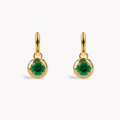 Skimming Stone 0.99ct Emerald Drop Hoop Earrings