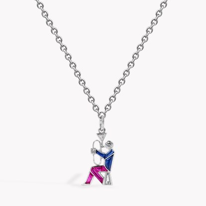 Art Deco Musician with Tuba Pendant in Platinum