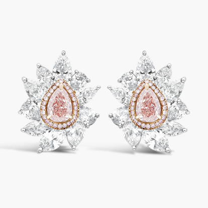 Masterpiece Fancy Light Brownish Pink Diamond Earrings 2.10ct in White and Rose Gold