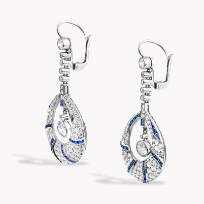 Old Cut 4.07ct Diamond and Sapphire Drop Earrings