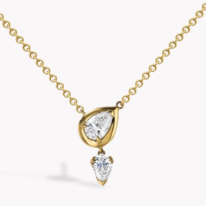 Skimming Stone 0.35ct Pear shape Diamond Drop Pendant in 18ct Yellow Gold