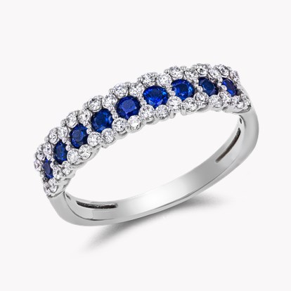Brilliant Cut Sapphire and Diamond Ring 0.79ct in 18ct White Gold