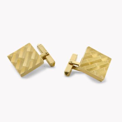 1960s Square Etched Cufflinks in Yellow Gold