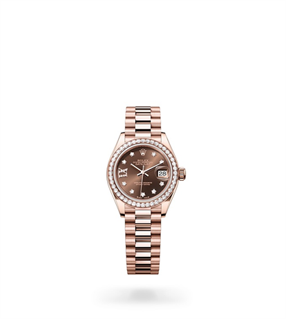 Rolex Lady-Datejust Oyster, 28 mm, Everose gold and diamonds