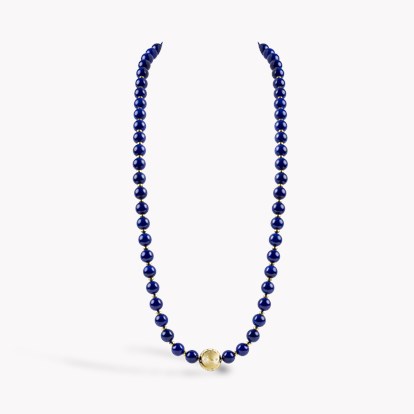 Convertible Lapis Lazuli Bead and Brilliant Cut Diamond Necklace