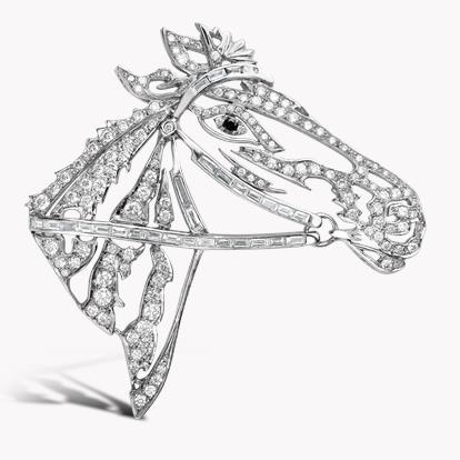 Horse Head Brooch 1.76ct in 18ct White Gold and Diamonds