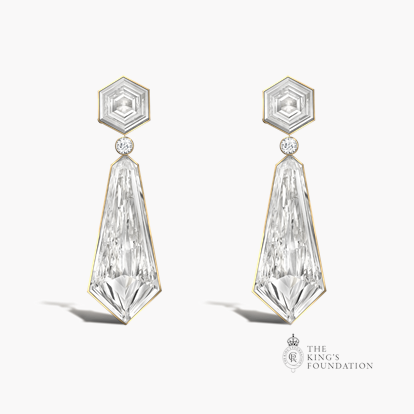 Masterpiece Hex and Kite Cut Diamond Honeycomb Earrings 9.02ct in 18ct Yellow Gold