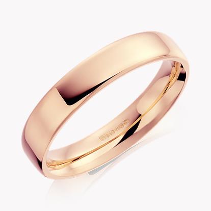 4mm Flat Court Wedding Ring in 18ct Rose Gold with Softened Edges 
