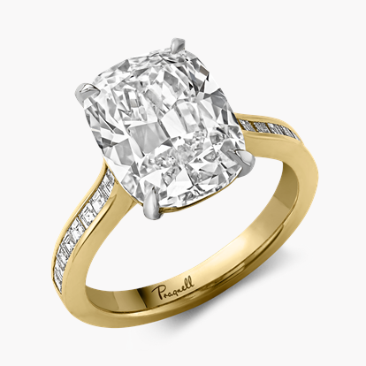 Masterpiece Deco Setting 5.02ct Diamond Solitaire Ring in Platinum & 18ct Yellow Gold