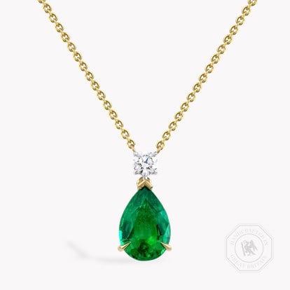 Pear Shaped 1.68ct Zambian Emerald and Diamond Pendant