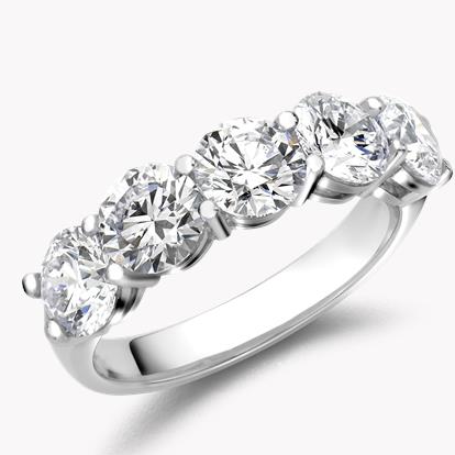 Round Brilliant Cut Diamond Five-Stone Ring 3.00ct in Platinum
