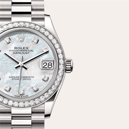 Datejust 31, Oyster, 31 mm, white gold and diamonds watch