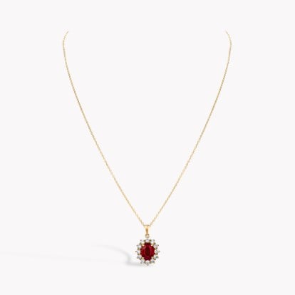 Oval Cut 1.83ct Burma Ruby and Diamond Pendant