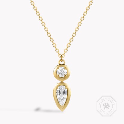 Skimming Stone Pear Shaped and Brilliant Cut Diamond Pendant
