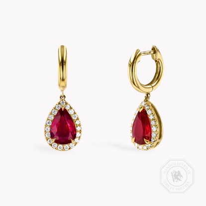 Pear Shaped 2.50ct Ruby and Diamond Drop Earrings