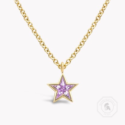 RockStar Purple Sapphire Pendant Necklace 0.23ct in Yellow Gold