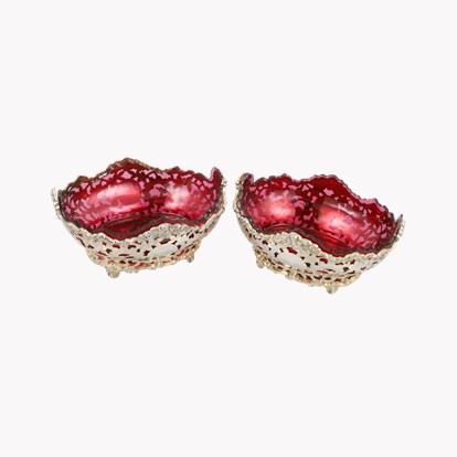 Victorian Silver Ruby Lined Pierced Dishes David & John Wellby, 1898