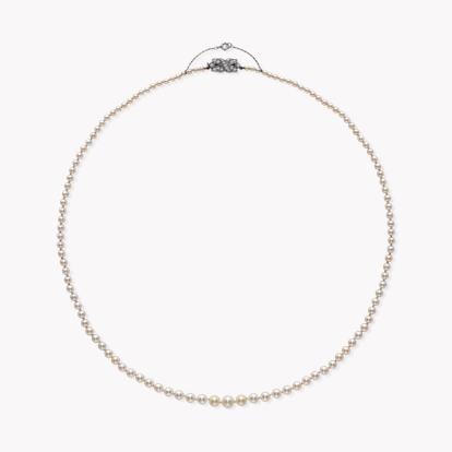 Art Deco Saltwater Pearl Necklet in 18ct White Gold