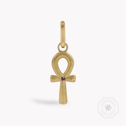 Ankh Cross Pink Spinel Pendant Charm