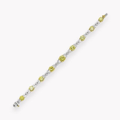 Masterpiece Brilliant Cut 14.85ct Fancy Yellow Diamond Bracelet