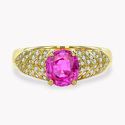 Burmese Cushion Cut Pink Sapphire Ring 2.10ct in 18ct Yellow Gold