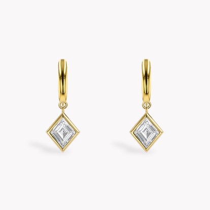 Lozenge Cut 1.12ct Diamond Drop Earrings