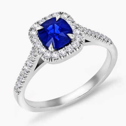 Celestial 0.94ct Sapphire and Diamond Cluster Ring in Platinum