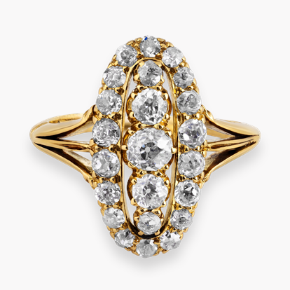Old Mine Cut Diamond Cluster Ring