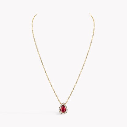 Pear Shaped 1.49ct Ruby and Diamond Pendant