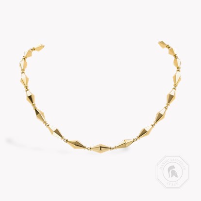 Cleopatra Gold Faceted Barrel Link Necklace in 18ct Yellow Gold
