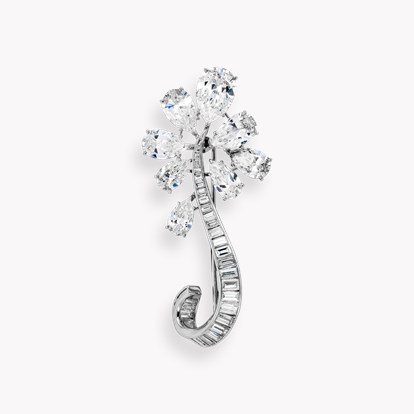 Art Deco Van Cleef & Arpels Pear shaped Diamond Brooch In Platinum