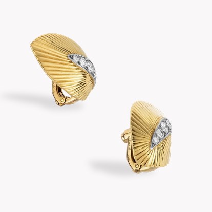 Retro Cartier 0.80ct Diamond Leaf Earrings