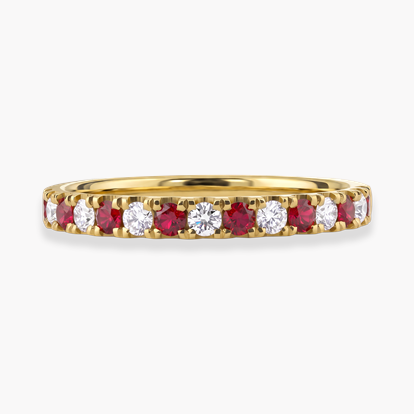 Brilliant Cut Ruby and Diamond Half Eternity Ring