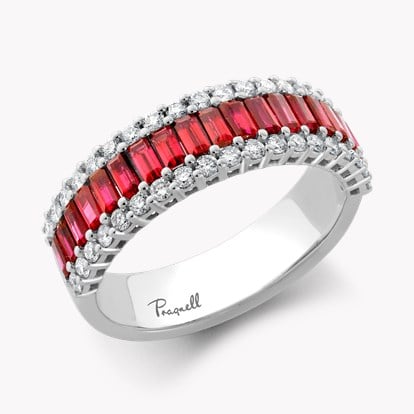 Ruby and Diamond Half Eternity Ring 1.48ct in 18ct White Gold