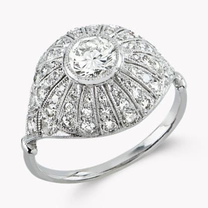 Art Deco Diamond Bombé Ring - Brilliant Cut 0.51ct in Platinum