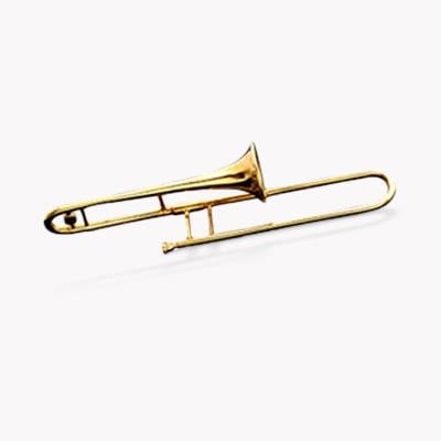Retro Trombone Pin Brooch in 18ct Yellow Gold