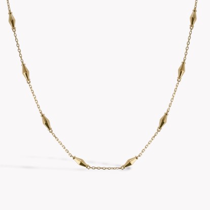 Mini-Cleopatra 0.188ct Diamond Gold Faceted Barrel Link 60cm Necklace