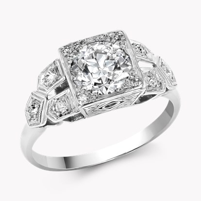 Art Deco Inspired 1.25ct Diamond Cluster Ring in Platinum