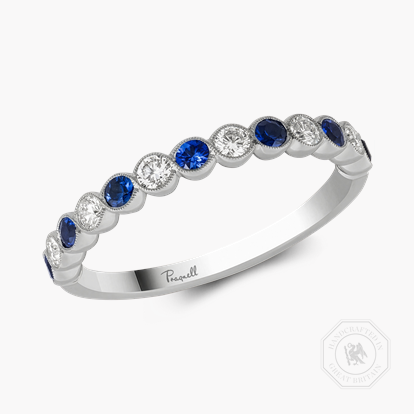 Brilliant Cut 0.35ct Sapphire and Diamond Half Eternity Ring