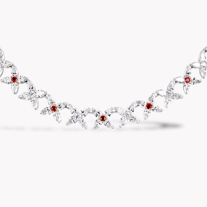 Masterpiece Pear Shaped 24.97ct Diamond and Ruby Necklace