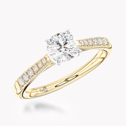 Celestial 0.70ct Diamond Solitaire Ring - 2.7mm Width in 18ct Yellow Gold and Platinum