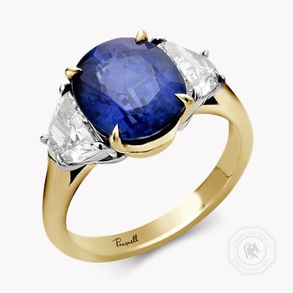 Classic 4.04ct Sapphire and Diamond Three Stone Ring in 18ct Yellow Gold
