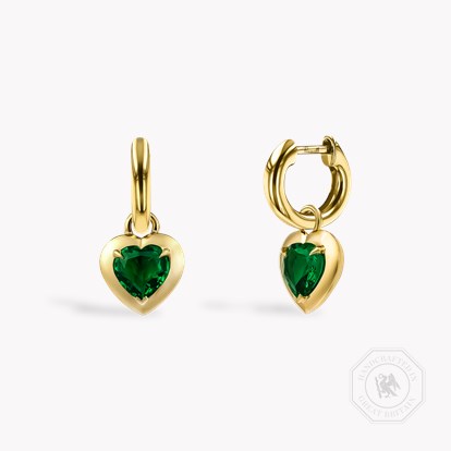 Skimming Stone Heart Shaped 1.38ct Emerald Drop Earrings