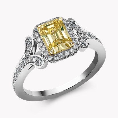 Fancy Intense Yellow Diamond Cluster Ring 1.00ct in Platinum & 18ct Yellow Gold