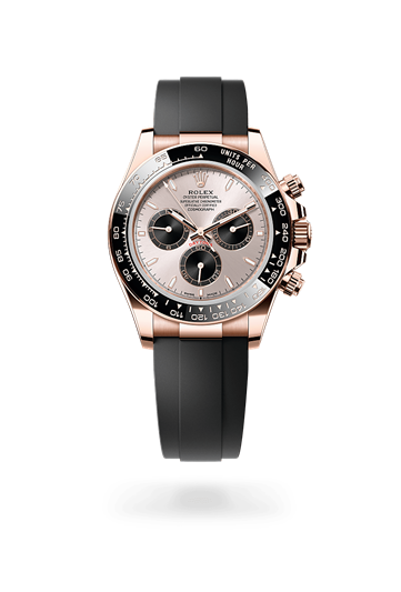 Cosmograph Daytona * Oyster, 40 mm, Everose gold with a Sundust and bright black Black monobloc Cerachrom bezel in ceramic with moulded tachymetric scale bezel and Oysterflex bracelet