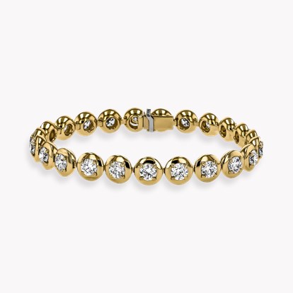 Skimming Stone Diamond Line Bracelet - 4 Claw Setting 7.36ct in 18ct Yellow Gold