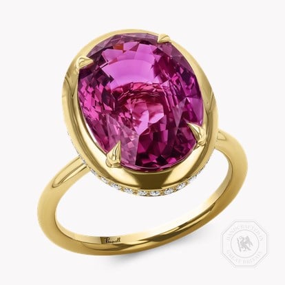 Skimming Stone 11.42ct Sri Lankan Sapphire and Diamond Ring in 18ct Yellow Gold
