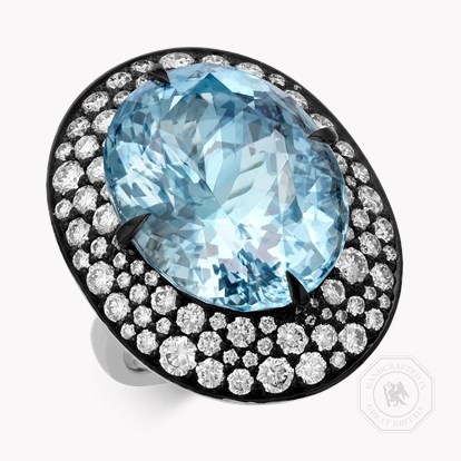 Snowstorm 21.08ct Aquamarine and Diamond Cocktail Ring in 18ct White Gold